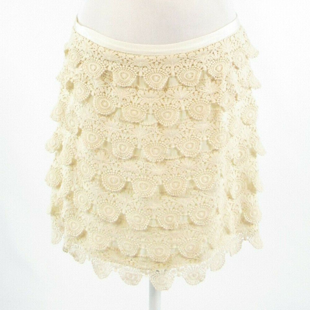 Sabine beige crochet tiered skirt L